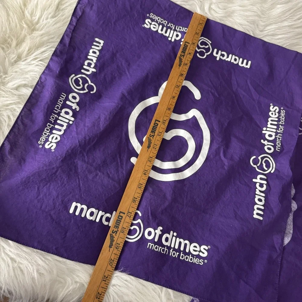 March of Dimes Bandana Lot 2 Purple March for Babies Logo Square Scarf 20x19
